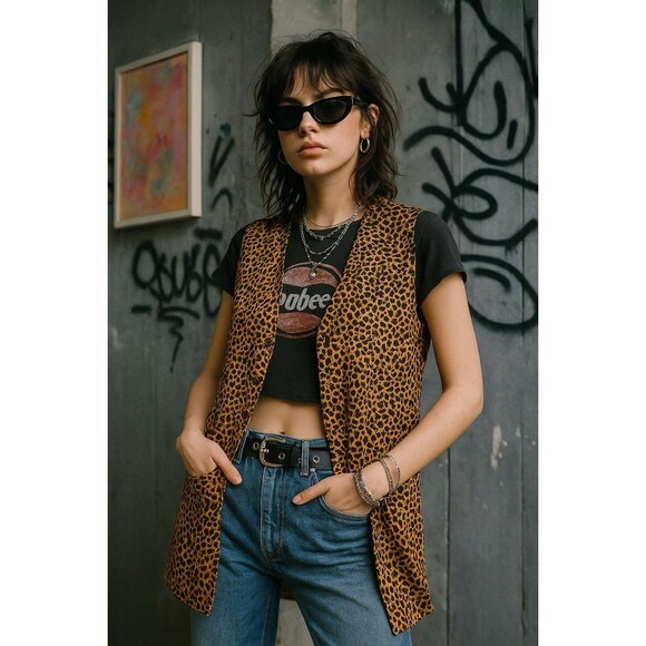 VTG Robbie & Designs Women’s  Silk Leopard Vest  Size M - Picture 1 of 11